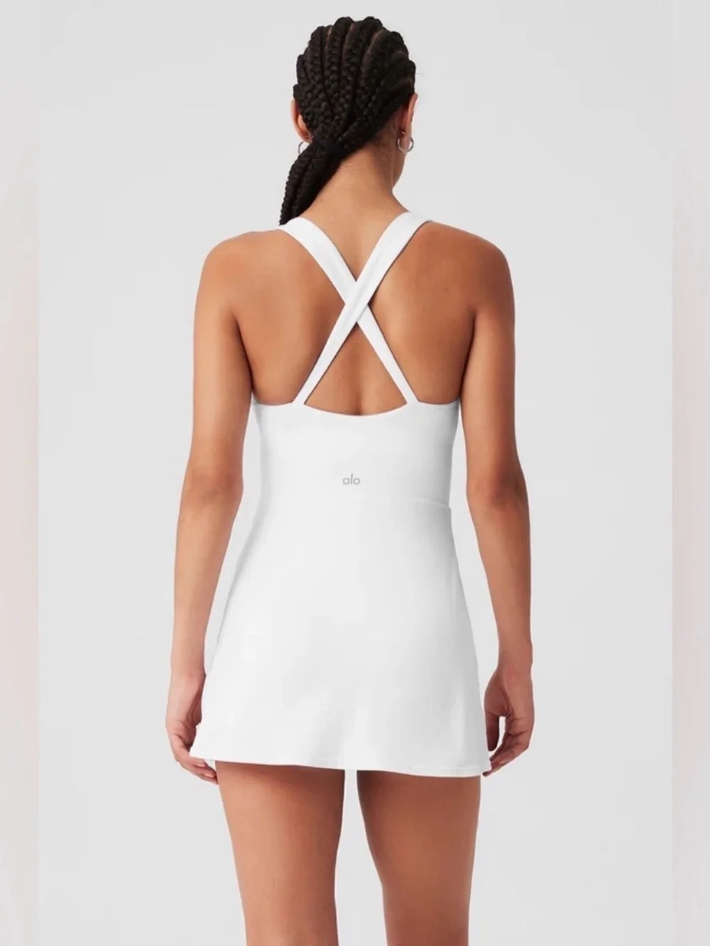 Alo Yoga Alosoft Showcase Tennis Dress Built In Shorts & Bra White Size Small